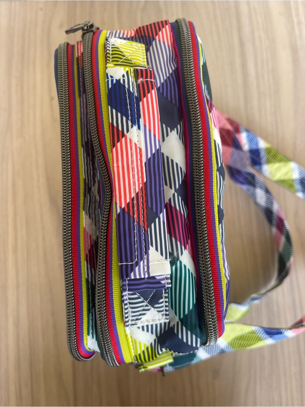 lug Multicolor Plaid Crossbody Bag - Navy, Pink, Lime, Teal - Picture 5 of 13